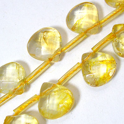10mm天然黃水晶水滴扁珠