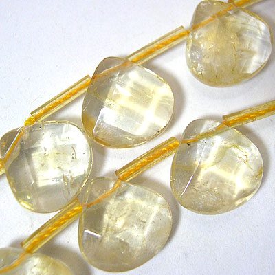 13mm天然黃水晶水滴扁珠