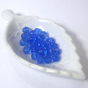 6mm進口手工切角水晶琉璃珠-藍